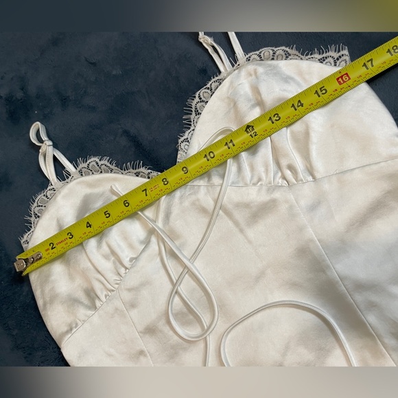 Lioness | Shimmering Satin Mini Slip Dress w/ Lace Trim - Picture 8 of 9